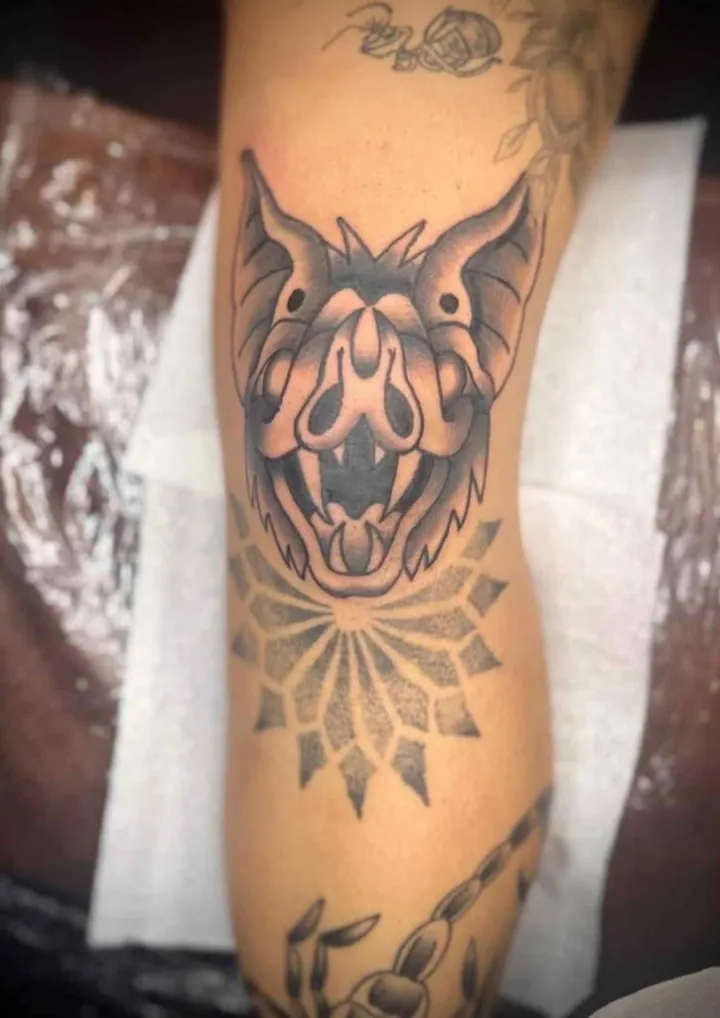 Thai blackwork tattoo, Walsall