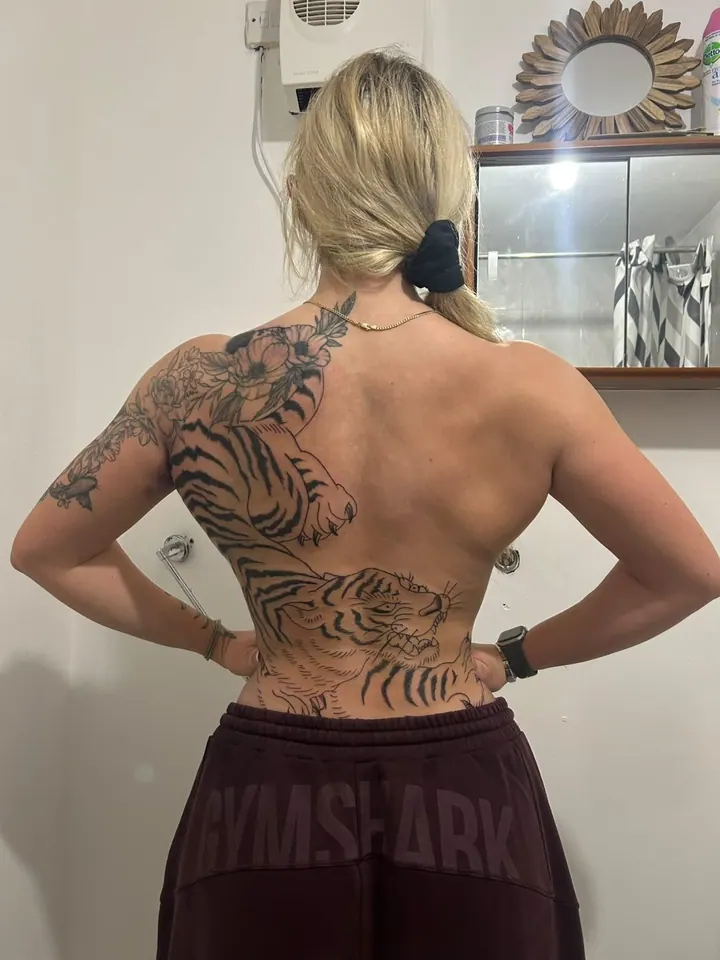 Rich fine linework floral tattoo, Walsall