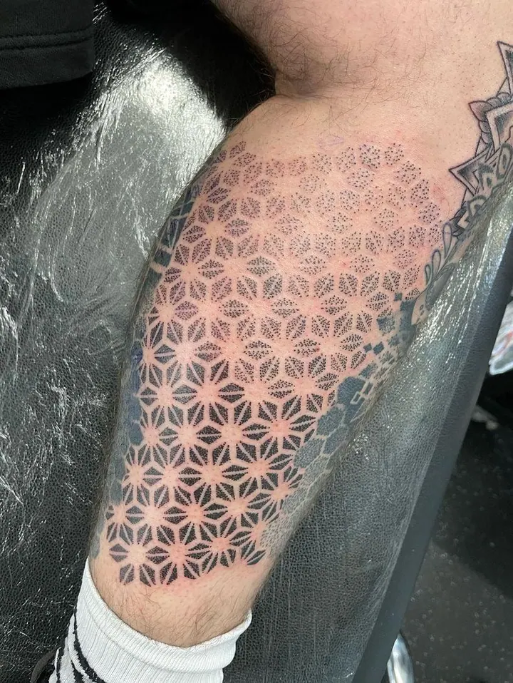 Rich fine linework floral tattoo, Walsall