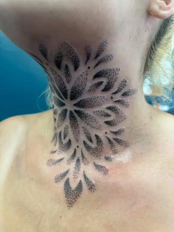 Rich fine linework floral tattoo, Walsall