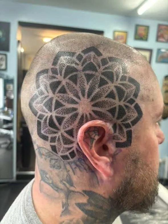Rich fine linework floral tattoo, Walsall