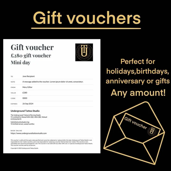 Gift Voucher Mini Day – Underground Tattoo Studio Walsall