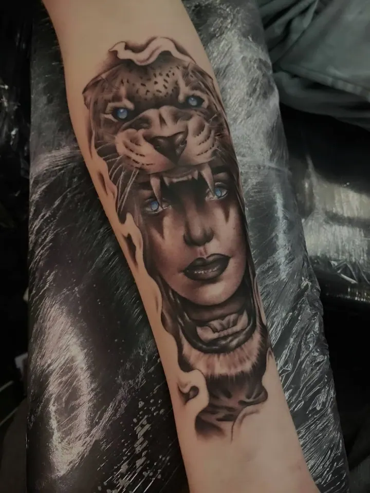 Gaz black and grey realism tattoo, Walsall